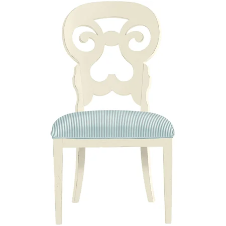 Wayfarer Side Chair with Ticking Marine Upholstery